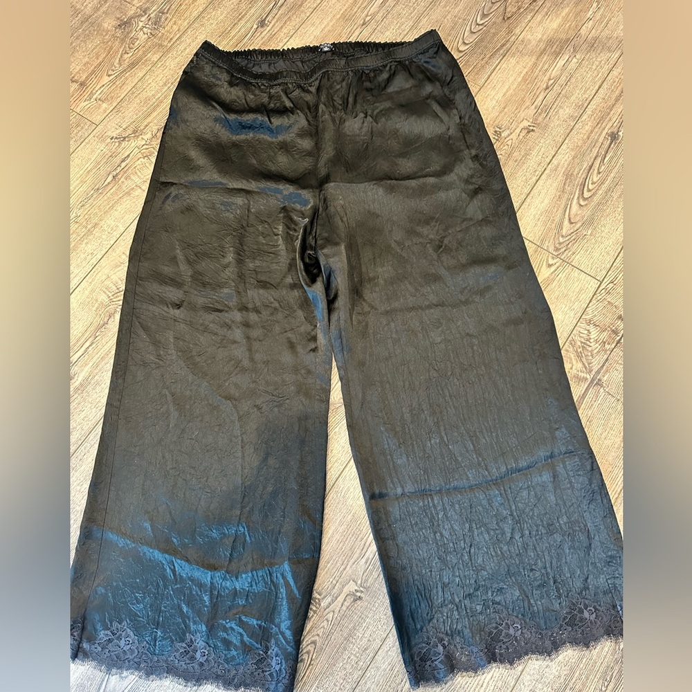 J. Crew Stratus lace-trim pant in textured satin XL